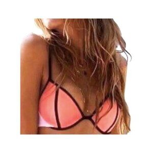 Victoria's Secret Pink Color Block Padded Cup Bikini Top Size 34C